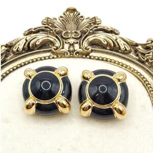 St John’s Vintage Black Enamel Clip On Earrings
